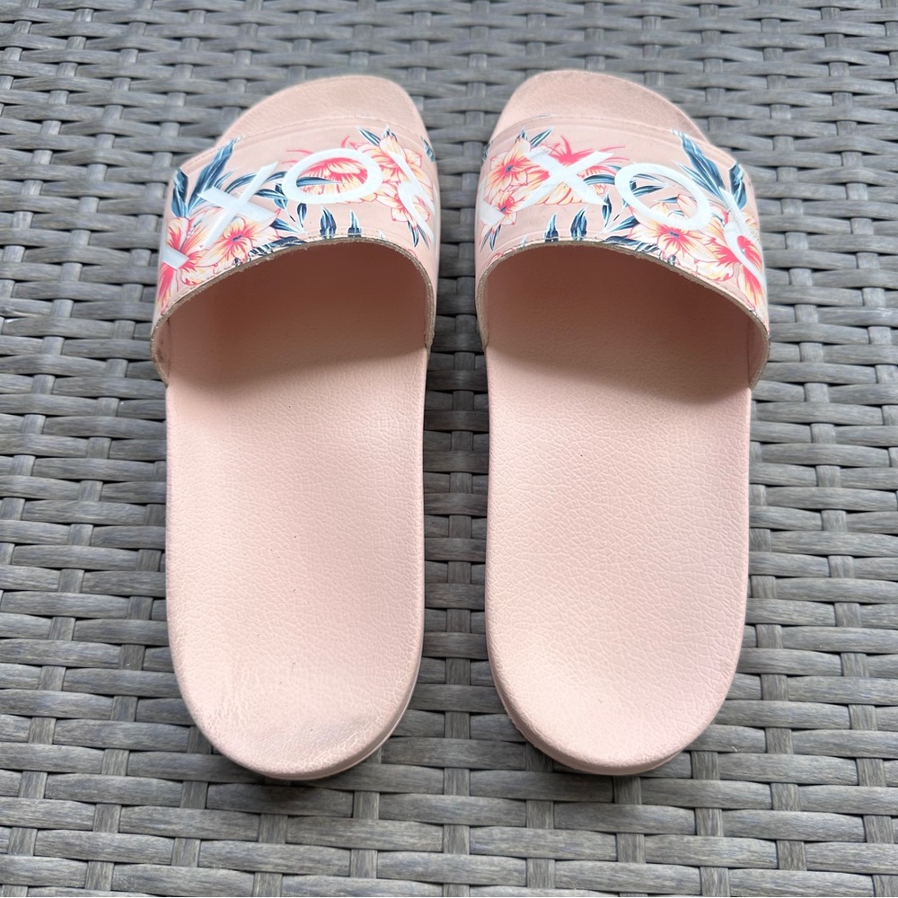 Roxy Women's Pink Floral Slide Sandals - Picture 3 of 6